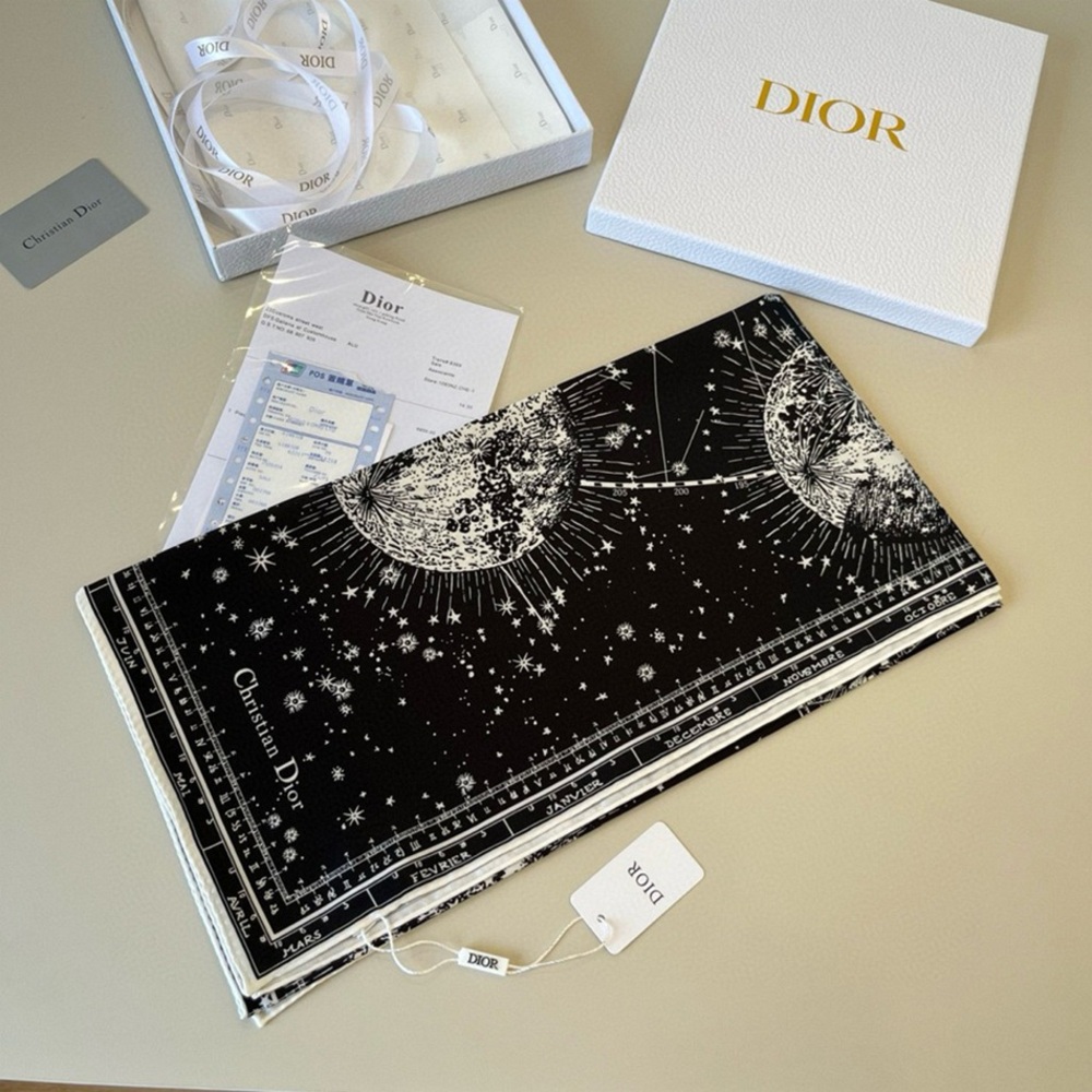 Dior Luxury Silk Scarf Celestial Star Map Print Original Box & Hang Tags - Picture 4 of 8